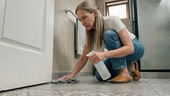 Cómo limpiar la parte baja de la puerta del baño con vinagre blanco y sacar el sarro
